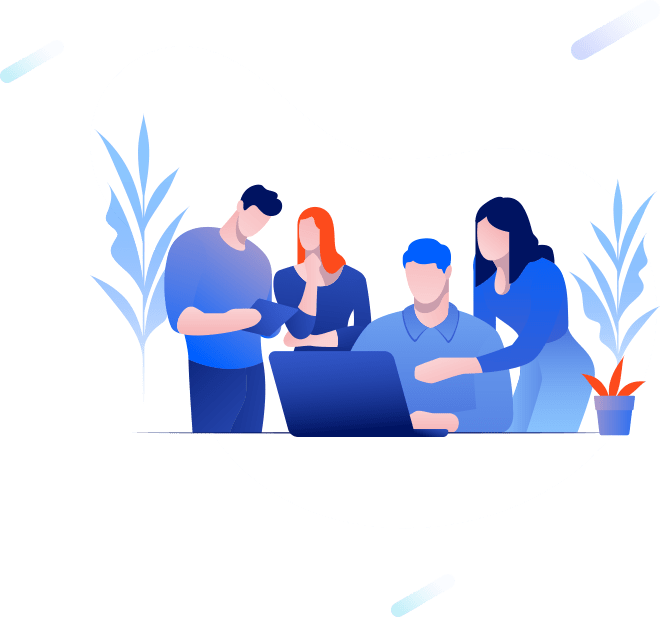 Illustration of the HawkTV technical support team at work